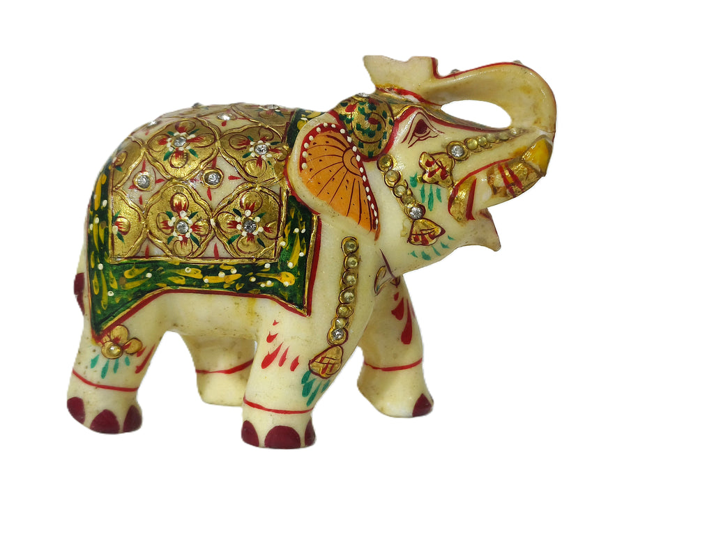 Maharaja Collection – Hand-Painted Marble Elephant Showpiece
