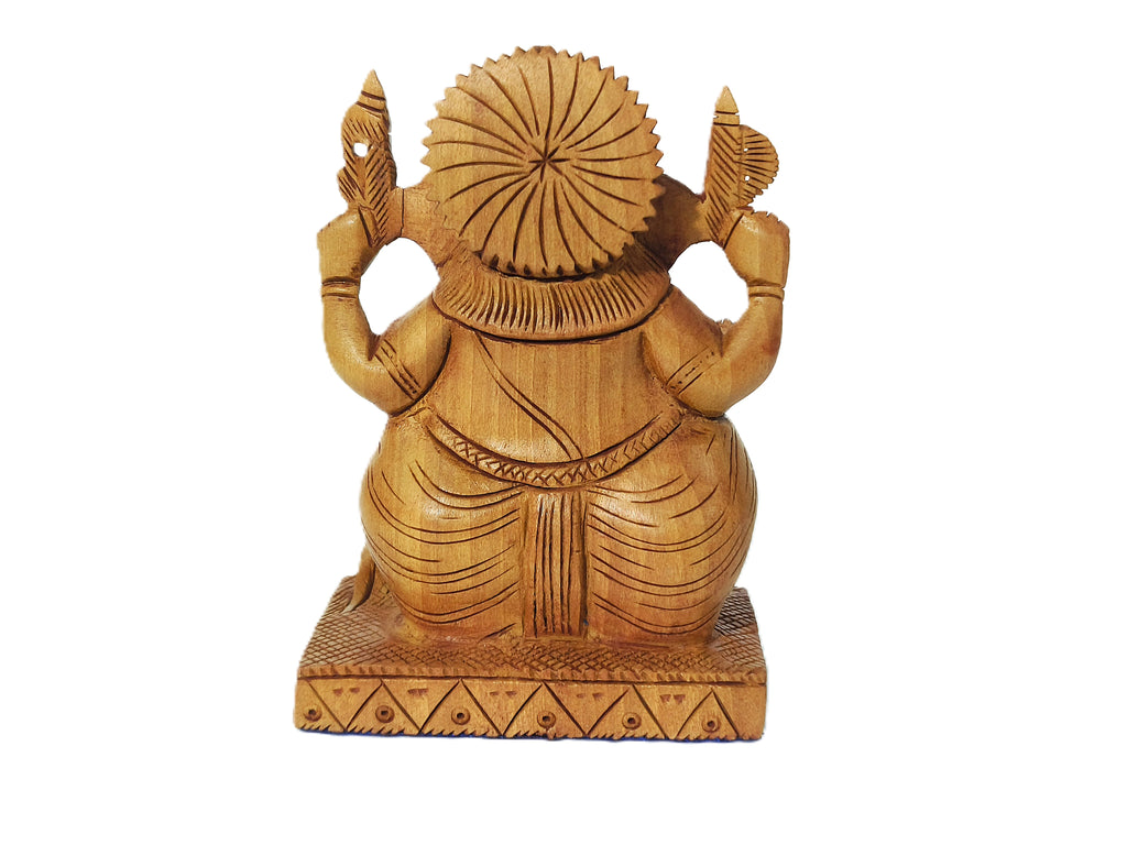 Vighnaharta Elegance Artisanal Wooden Ganesha Masterpiece