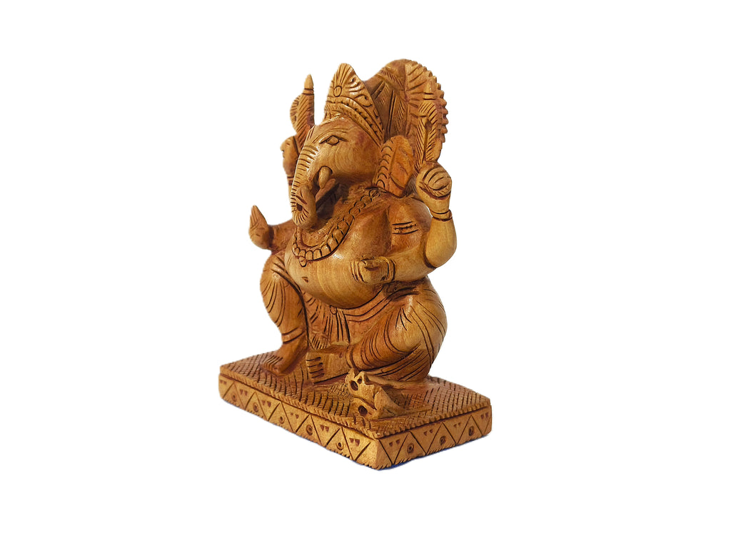 Vighnaharta Elegance Artisanal Wooden Ganesha Masterpiece