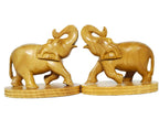 Handcrafted Wooden Elephant Bookends – Decorative Lucky Elephant Statue Set