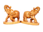 Handcrafted Wooden Elephant Bookends – Decorative Lucky Elephant Statue Set