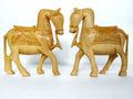 Rustic Wooden Horse Sculptures – Decorative Handmade Animal Figurines
