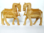 Rustic Wooden Horse Sculptures – Decorative Handmade Animal Figurines