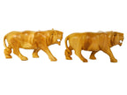 Handcrafted Wooden Lioness Figurine Pair – Decorative Wildlife Sculpture Set