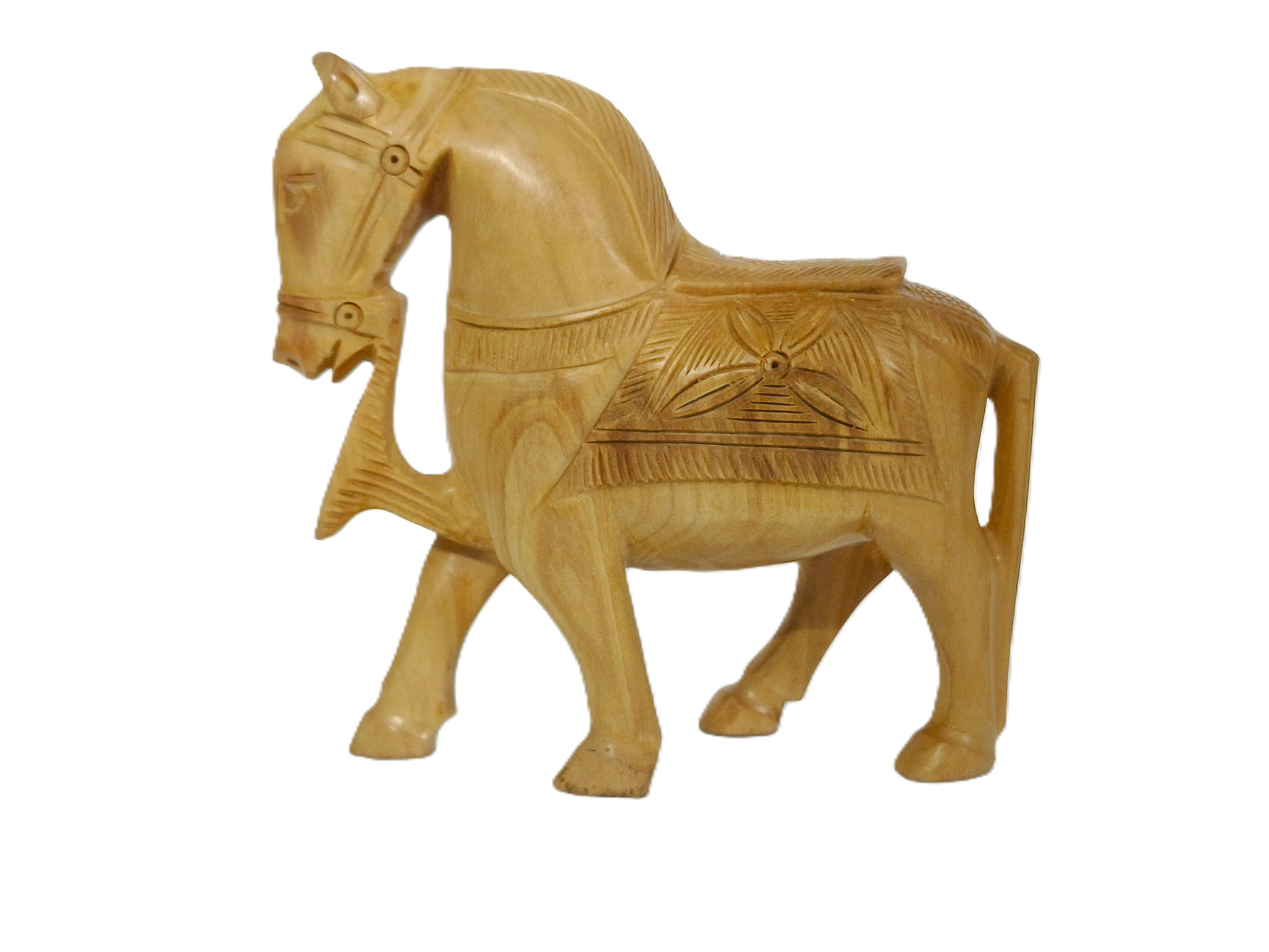 Rustic Wooden Horse Sculptures – Decorative Handmade Animal Figurines