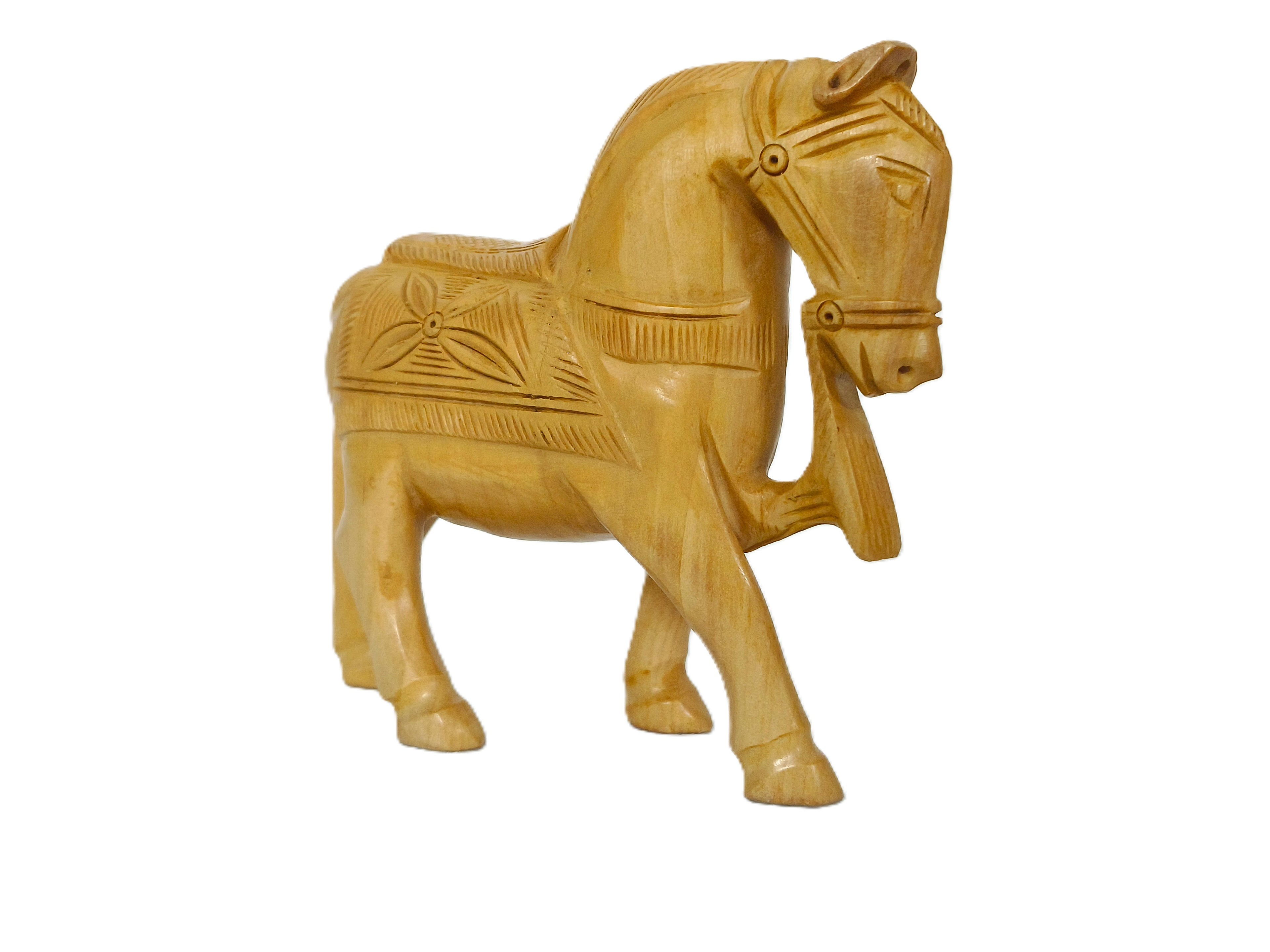 Rustic Wooden Horse Sculptures – Decorative Handmade Animal Figurines