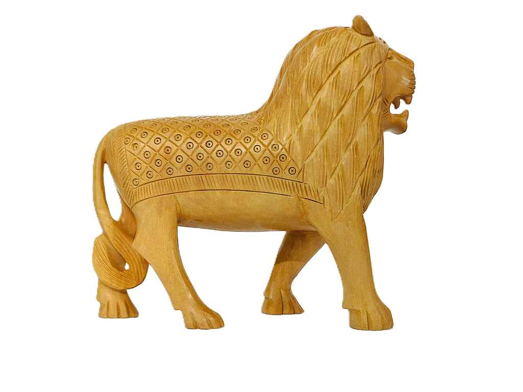 Handcrafted Wooden Lion Figurine Set – Decorative Lion Family Sculptures
