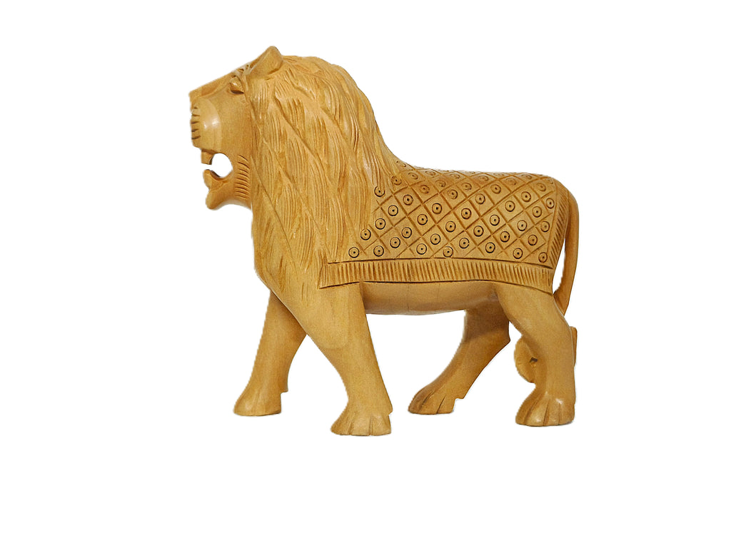 Handcrafted Wooden Lion Figurine Set – Decorative Lion Family Sculptures