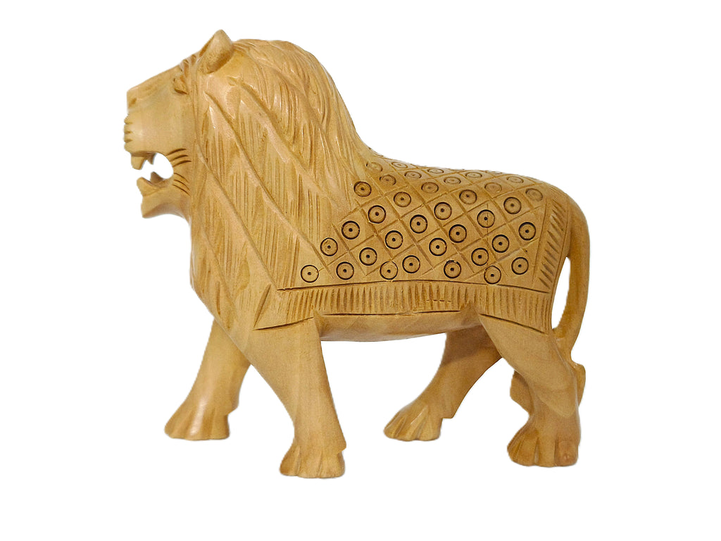 Handcrafted Wooden Lion Figurine Set – Decorative Lion Family Sculptures