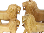 Handcrafted Wooden Lion Family Figurine Set – Decorative Wildlife Sculpture Collection