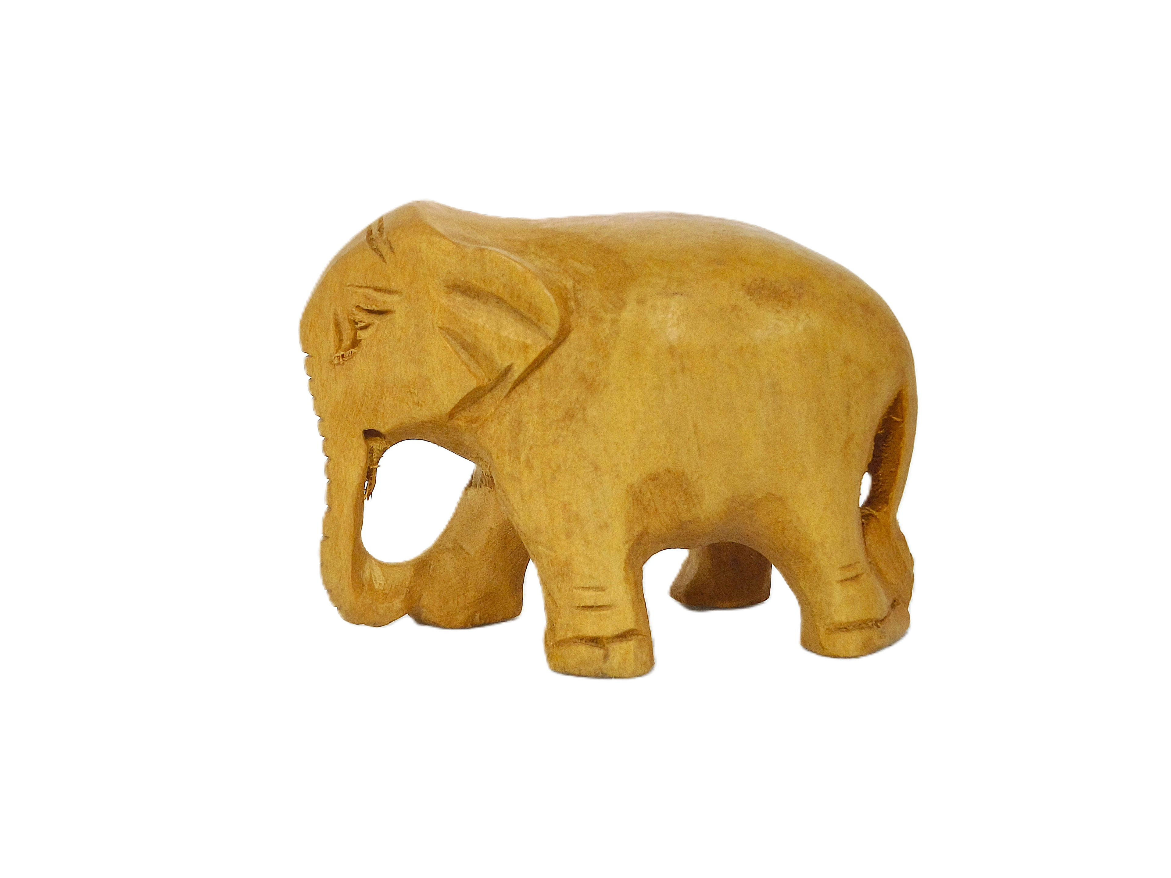 Handcrafted Wooden Elephant Family Figurine Set – Minimalist Decorative Sculpture Collection
