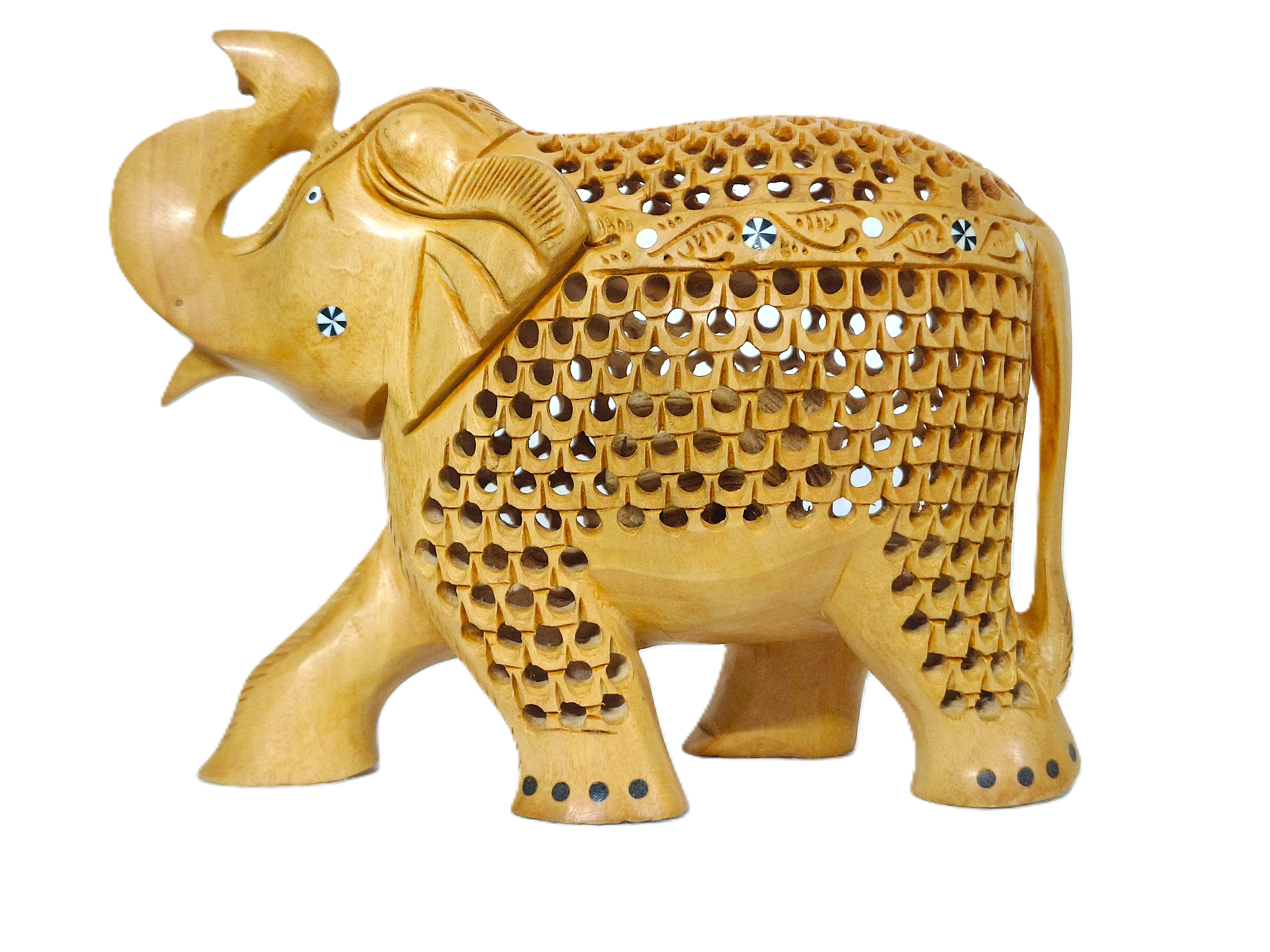 Handcrafted Wooden Elephant Family Figurine Set – Decorative Carved Elephant Sculptures