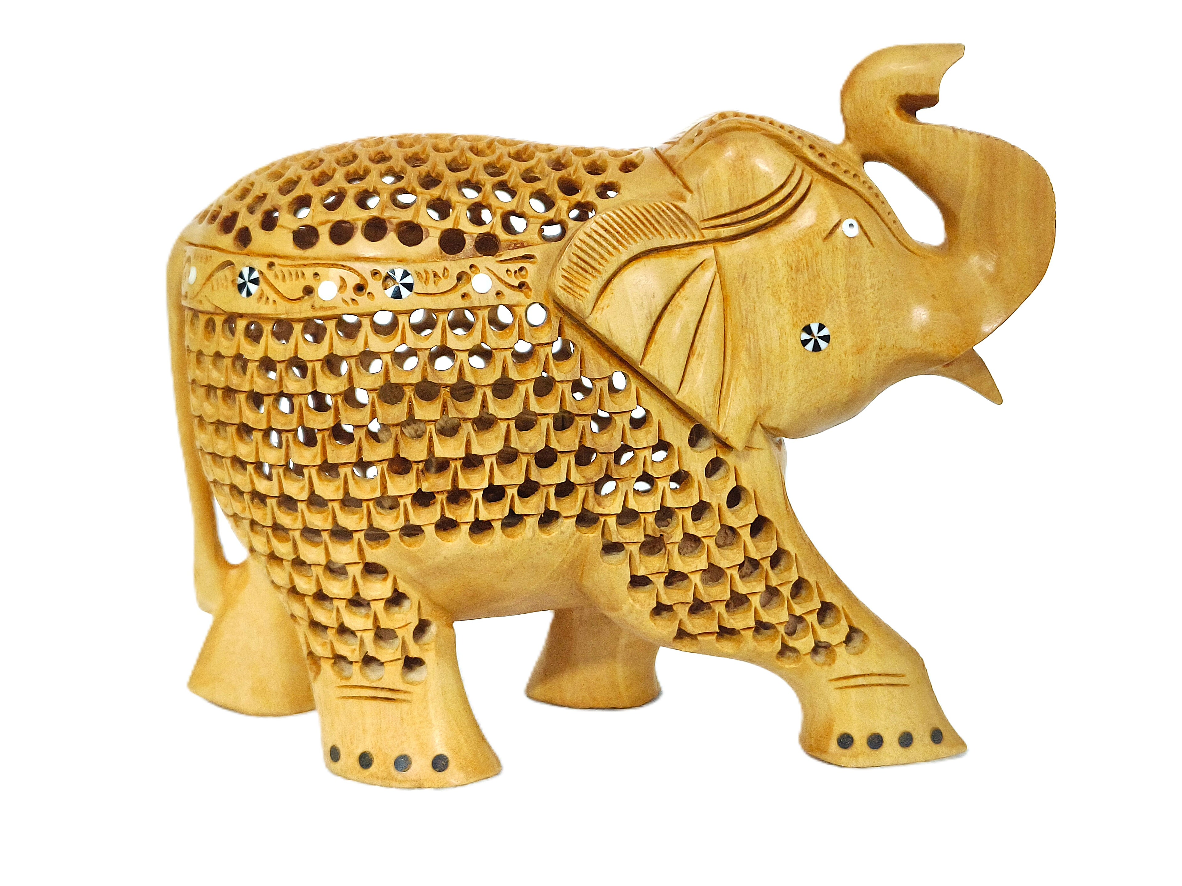 Handcrafted Wooden Elephant Family Figurine Set – Decorative Carved Elephant Sculptures