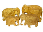 Handcrafted Wooden Elephant Family Figurine Set – Traditional Carved Elephant Sculptures