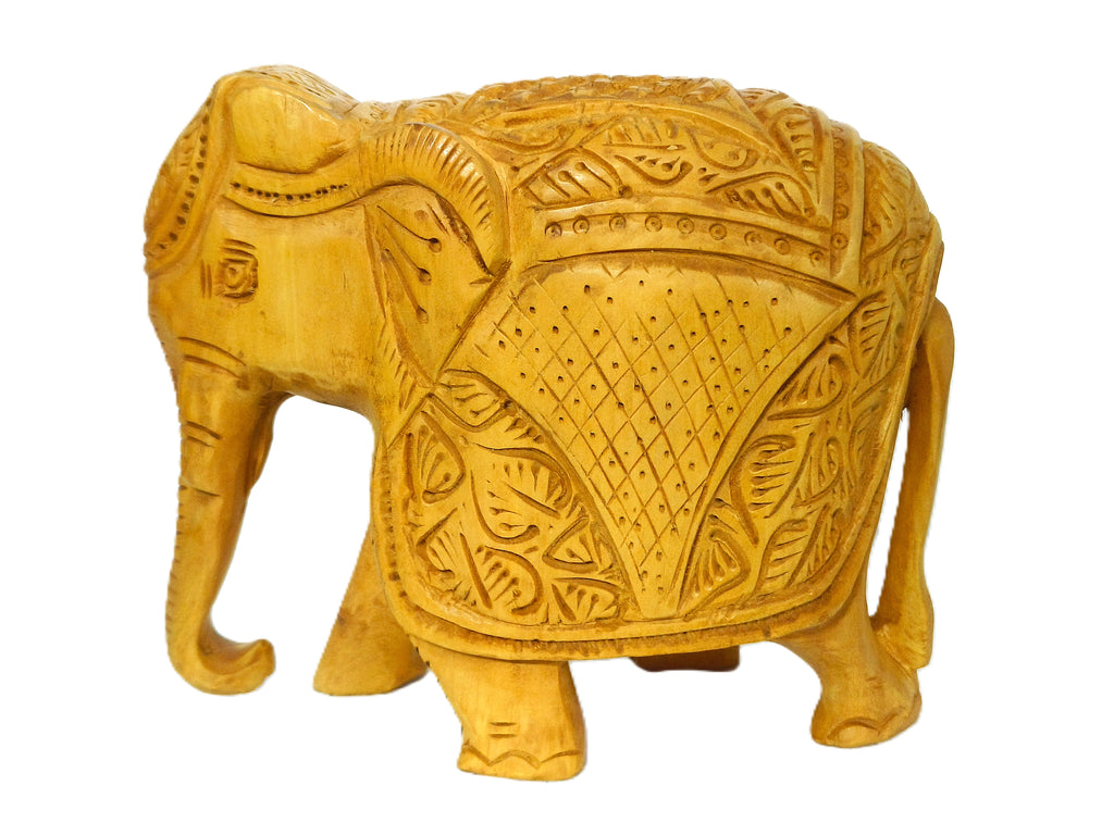 Handcrafted Wooden Elephant Family Figurine Set – Traditional Carved Elephant Sculptures