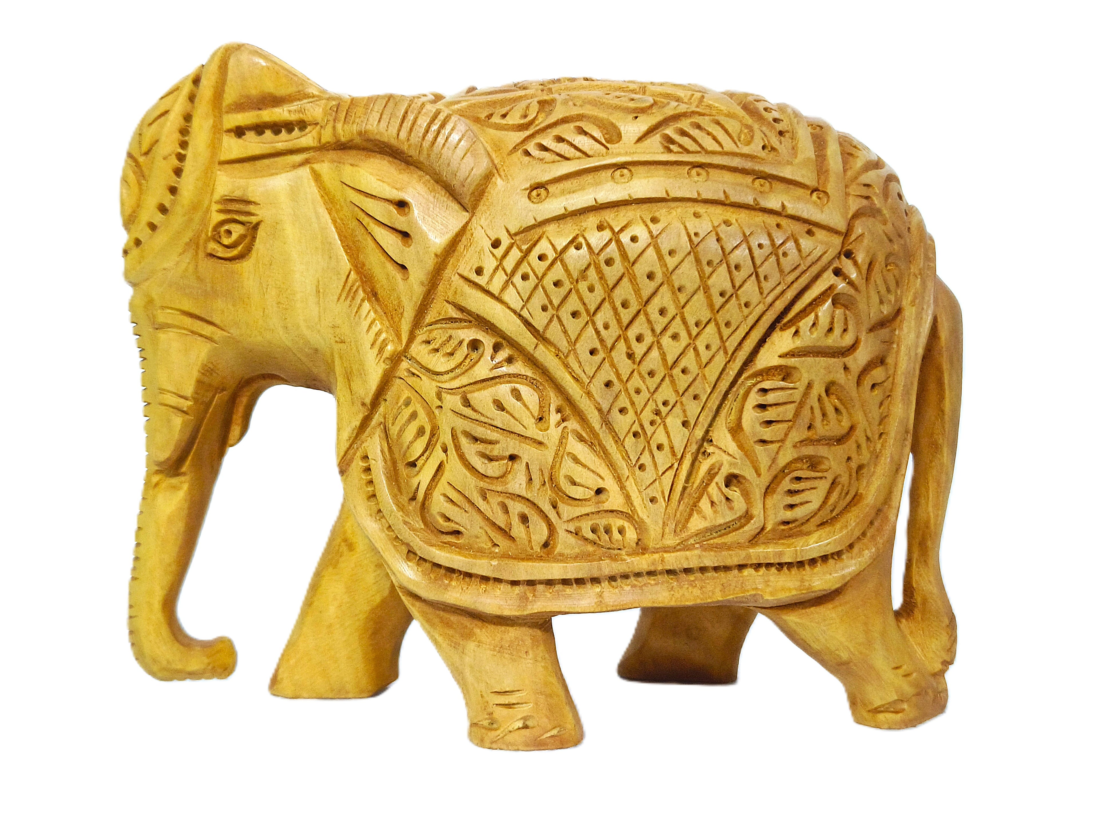 Handcrafted Wooden Elephant Family Figurine Set – Traditional Carved Elephant Sculptures