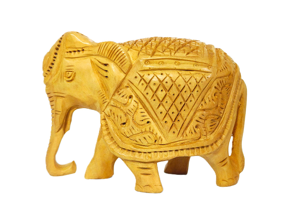 Handcrafted Wooden Elephant Family Figurine Set – Traditional Carved Elephant Sculptures