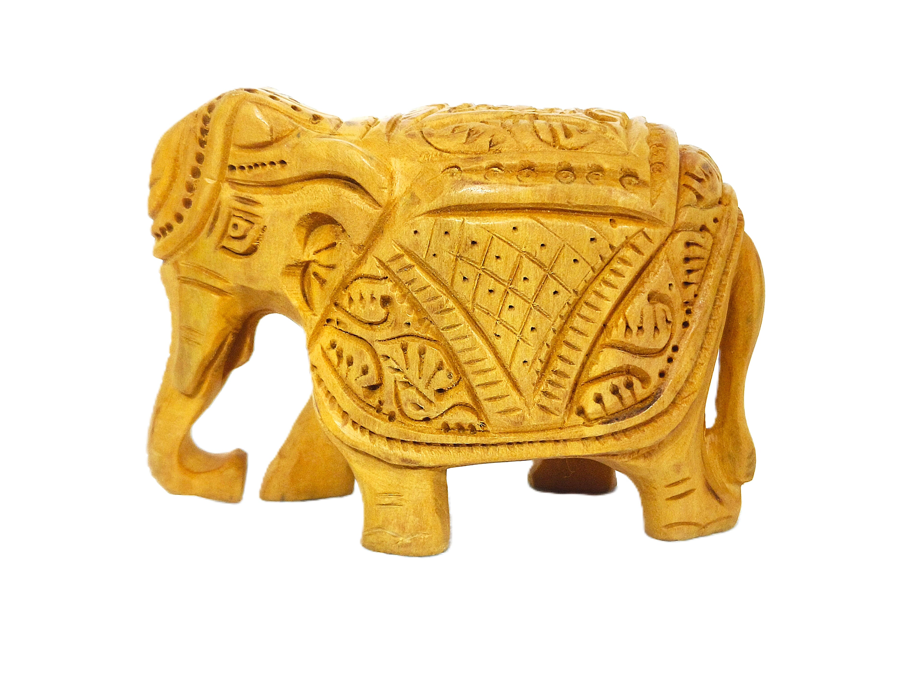 Handcrafted Wooden Elephant Family Figurine Set – Traditional Carved Elephant Sculptures
