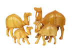 Handcrafted Wooden Camel Family Figurine Set – Decorative Desert Animal Sculptures