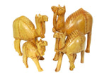 Handcrafted Wooden Camel Family Figurine Set – Decorative Desert Animal Sculptures