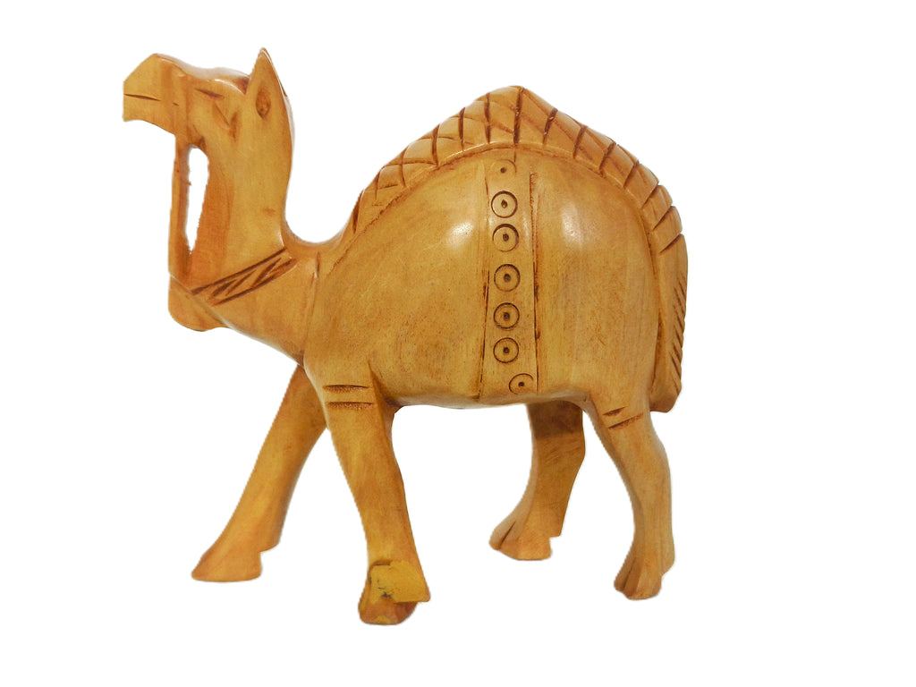 Handcrafted Wooden Camel Family Figurine Set – Decorative Desert Animal Sculptures