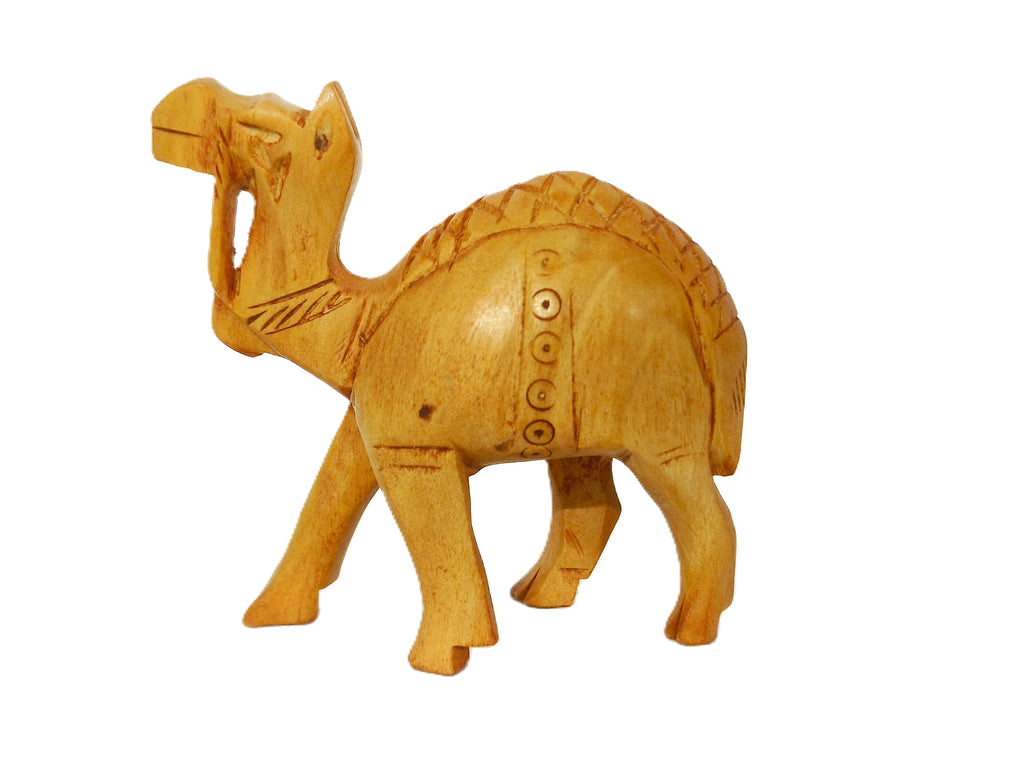 Handcrafted Wooden Camel Family Figurine Set – Decorative Desert Animal Sculptures