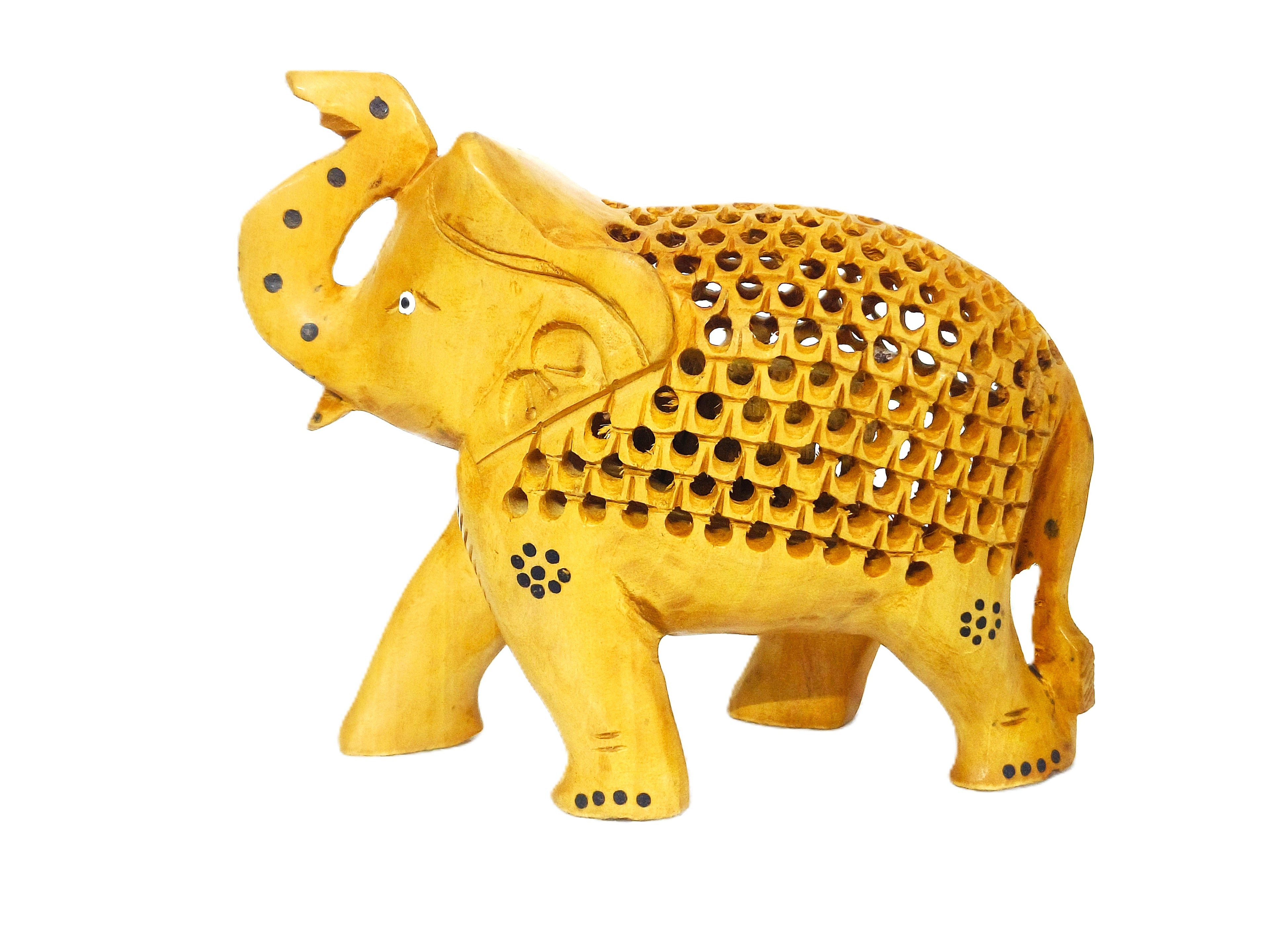 Wooden Elephant Statue Set – Artisan Hand-Carved Home Decor