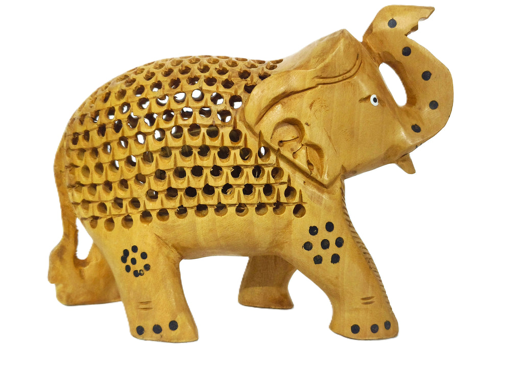 Wooden Elephant Statue Set – Artisan Hand-Carved Home Decor