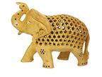 Wooden Elephant Statue Set – Artisan Hand-Carved Home Decor