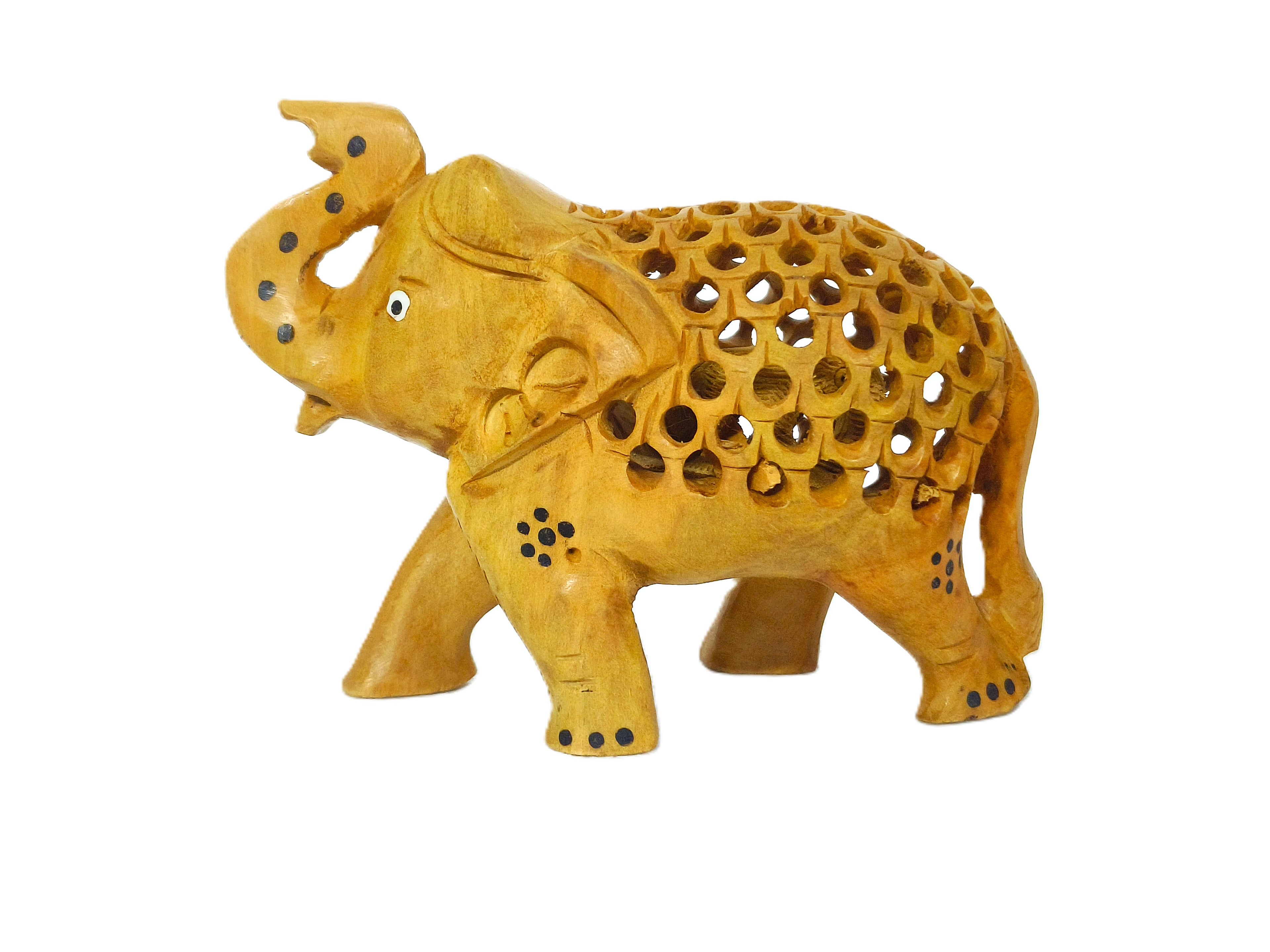 Wooden Elephant Statue Set – Artisan Hand-Carved Home Decor