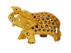Wooden Elephant Statue Set – Artisan Hand-Carved Home Decor
