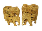 Decorative Elephant Family Sculpture Set – Handmade Wooden Animal Statues