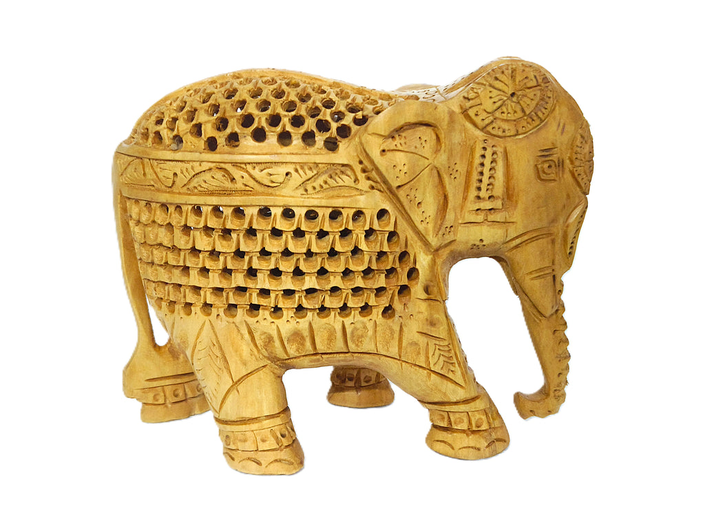 Decorative Elephant Family Sculpture Set – Handmade Wooden Animal Statues