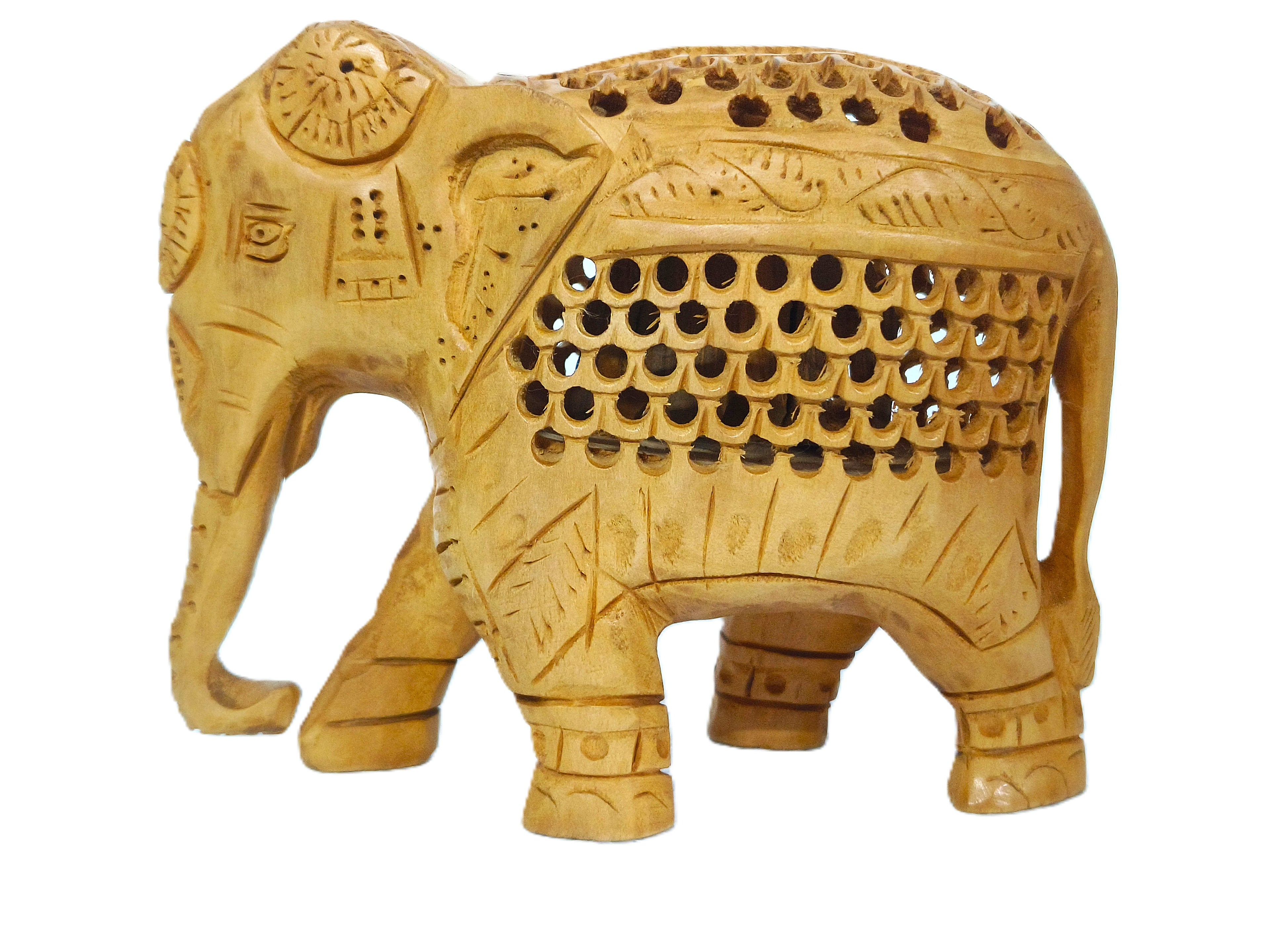 Decorative Elephant Family Sculpture Set – Handmade Wooden Animal Statues