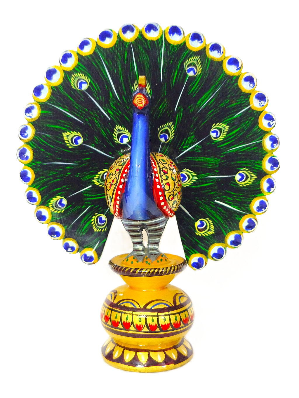 Decorative Peacock Sculpture Set – Handmade Indian Wooden Figurines