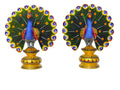 Decorative Peacock Sculpture Set – Handmade Indian Wooden Figurines