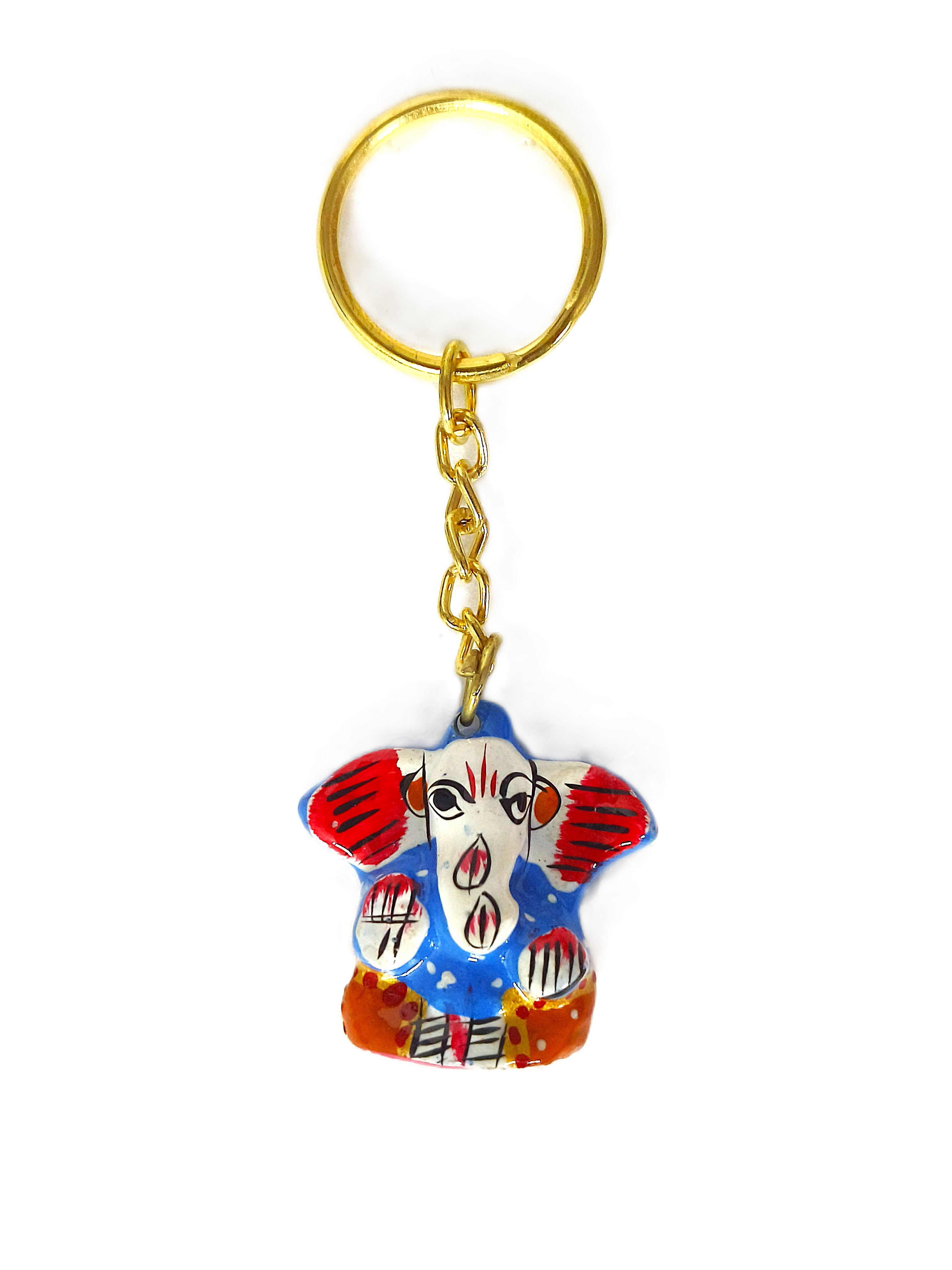 Traditional Ganesh Keychain – Hand-Painted Miniature Hindu God Pendant