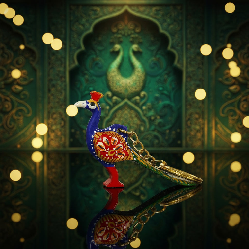 Handcrafted Peacock Key Ring – Indian Cultural Gift Accessory