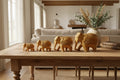 Decorative Elephant Family Sculpture Set – Handmade Wooden Animal Statues