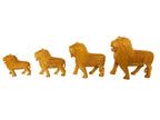 Handcrafted Wooden Lion Figurine Set – Decorative Lion Family Sculptures